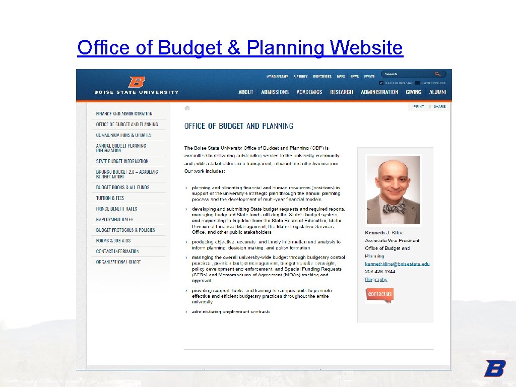 Office of Budget & Planning Website 