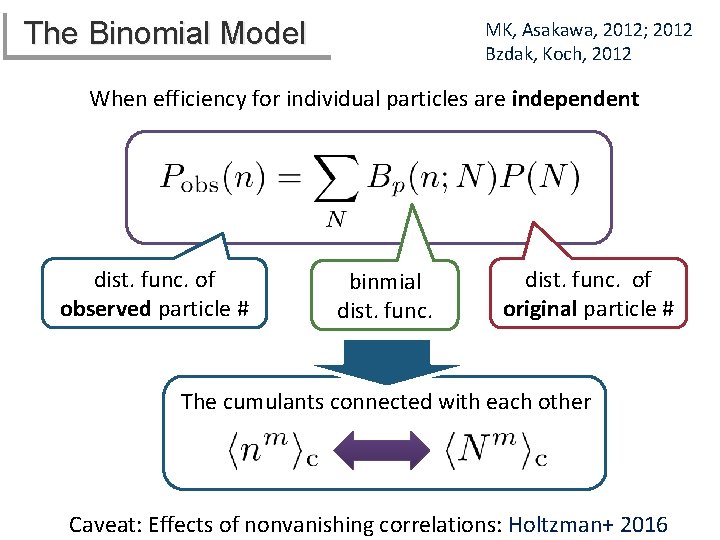 The Binomial Model MK, Asakawa, 2012; 2012 Bzdak, Koch, 2012 When efficiency for individual