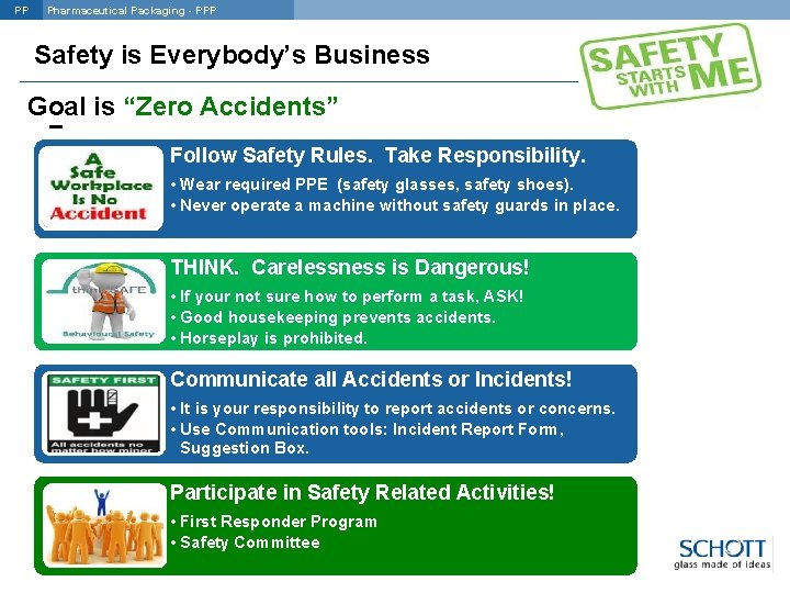 PP Pharmaceutical Packaging - PPP Safety is Everybody’s Business Goal is “Zero Accidents” Follow