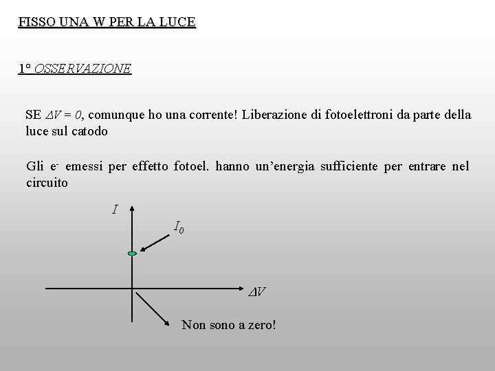 FISSO UNA W PER LA LUCE 1° OSSERVAZIONE SE V = 0, comunque ho