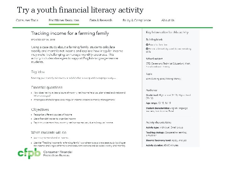 Try a youth financial literacy activity 