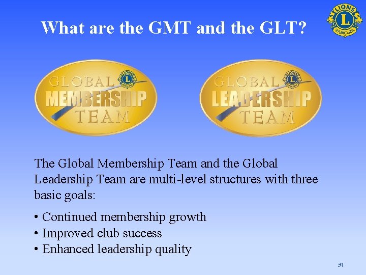 What are the GMT and the GLT? The Global Membership Team and the Global