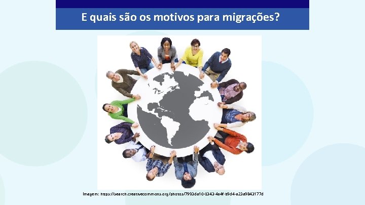 E quais são os motivos para migrações? Imagem: https: //search. creativecommons. org/photos/7993 da 10