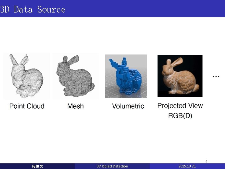 3 D Data Source 4 程博文 3 D Object Detection 2019. 10. 21 3 D Data Source 4 程博文 3 D Object Detection 2019. 10. 21