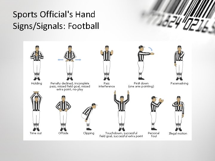 Sports Official's Hand Signs/Signals: Football 