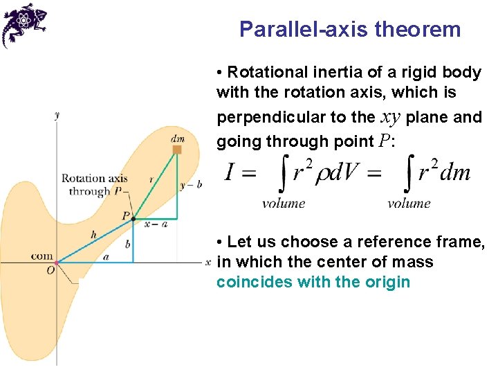 Parallel-axis theorem • Rotational inertia of a rigid body with the rotation axis, which