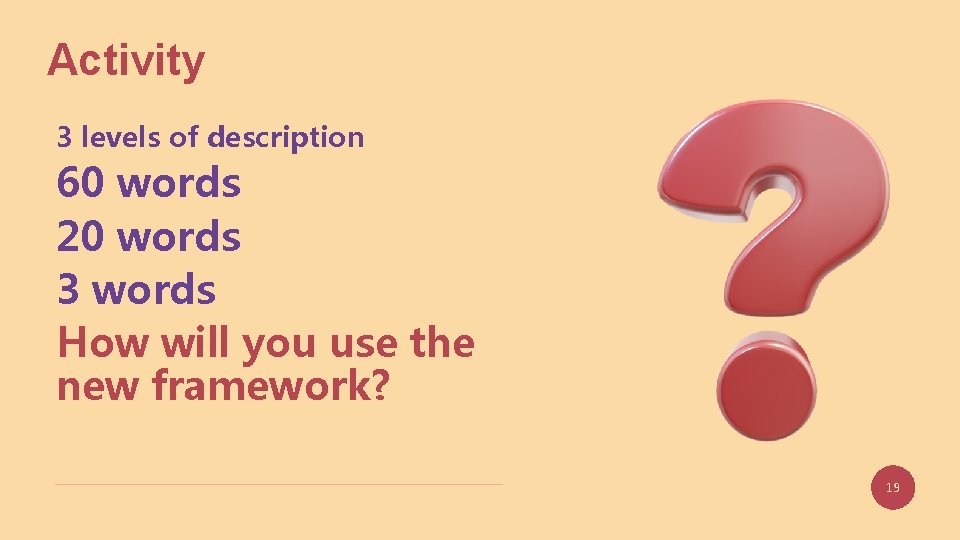 Activity 3 levels of description 60 words 20 words 3 words How will you