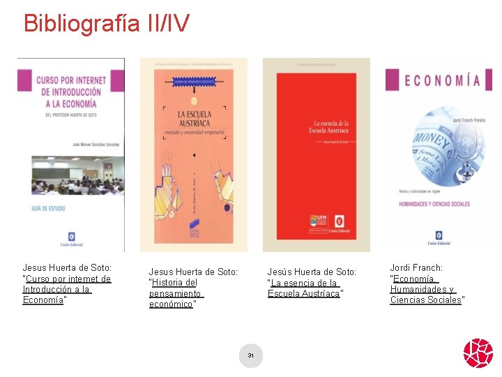 Bibliografía II/IV Jesus Huerta de Soto: “Curso por internet de Introducción a la Economía”