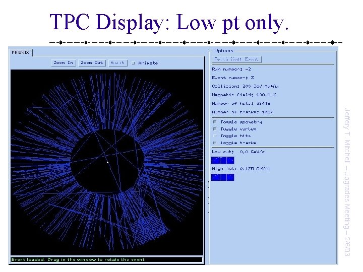 TPC Display: Low pt only. Jeffery T. Mitchell – Upgrades Meeting – 2/6/03 