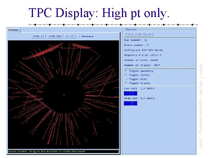 TPC Display: High pt only. Jeffery T. Mitchell – Upgrades Meeting – 2/6/03 