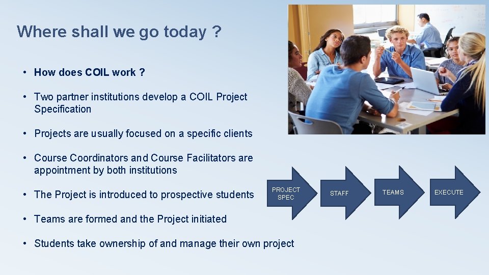Where shall we go today ? • How does COIL work ? • Two Where shall we go today ? • How does COIL work ? • Two