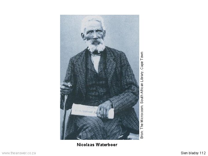 Nicolaas Waterboer www. theanswer. co. za Sien bladsy 112 Bron: The Microcosm. South African