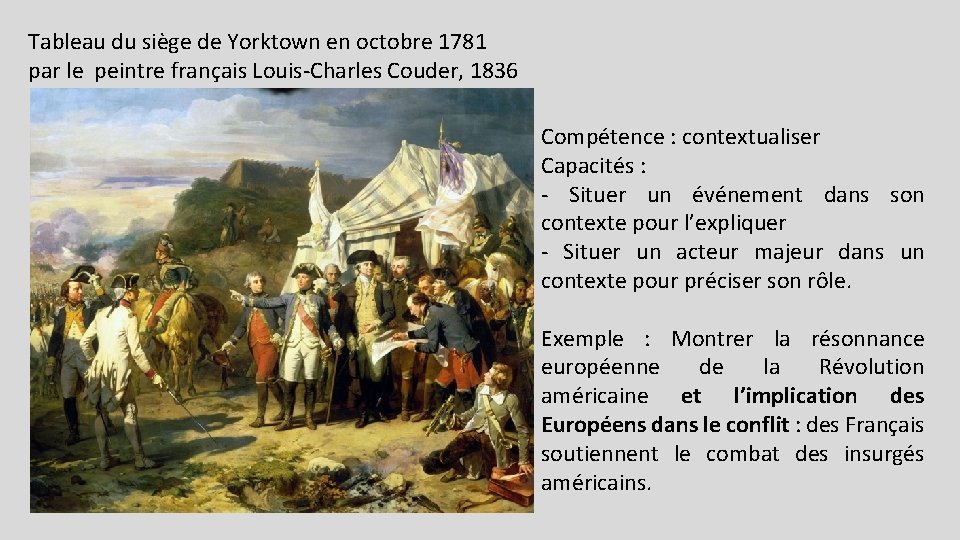 Tableau du siège de Yorktown en octobre 1781 par le peintre français Louis-Charles Couder,