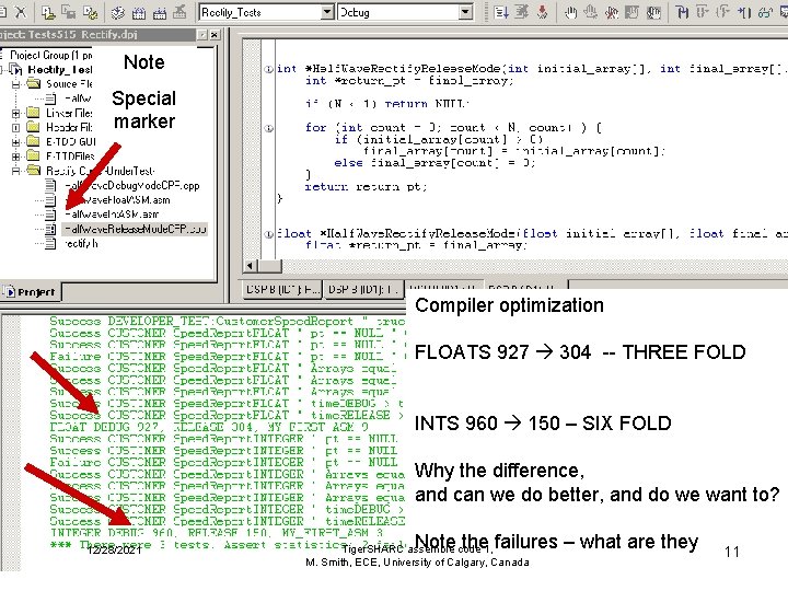 Note Special marker Compiler optimization FLOATS 927 304 -- THREE FOLD INTS 960 150