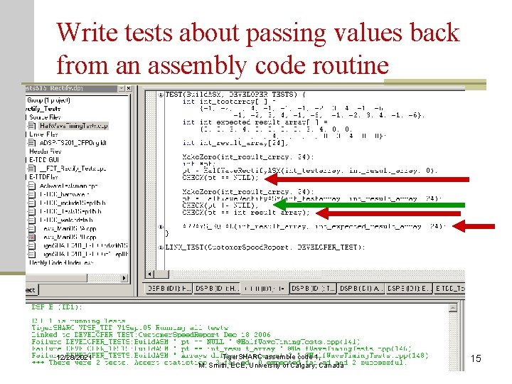 Write tests about passing values back from an assembly code routine 12/28/2021 Tiger. SHARC