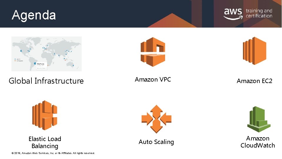 Agenda Global Infrastructure Elastic Load Balancing © 2019, Amazon Web Services, Inc. or its