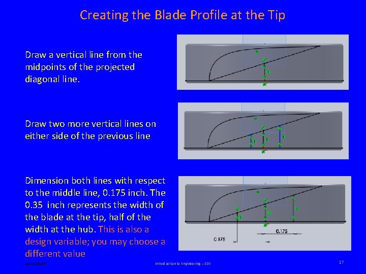 Creating the Blade Profile at the Tip Draw a vertical line from the midpoints