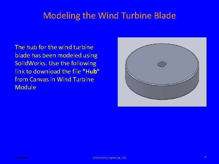 Modeling the Wind Turbine Blade The hub for the wind turbine blade has been