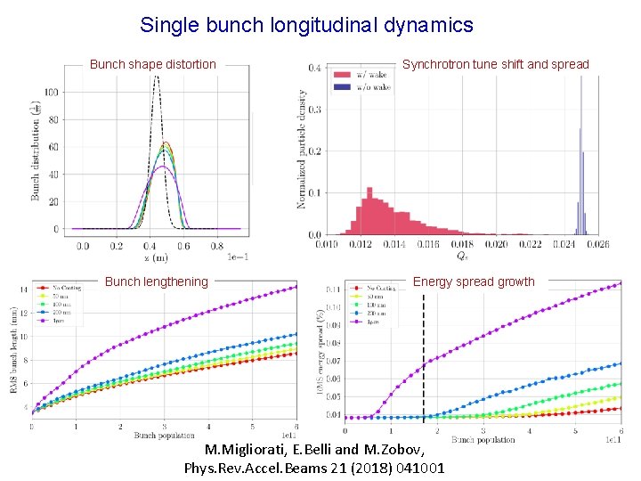 Single bunch longitudinal dynamics Bunch shape distortion Bunch lengthening Synchrotron tune shift and spread