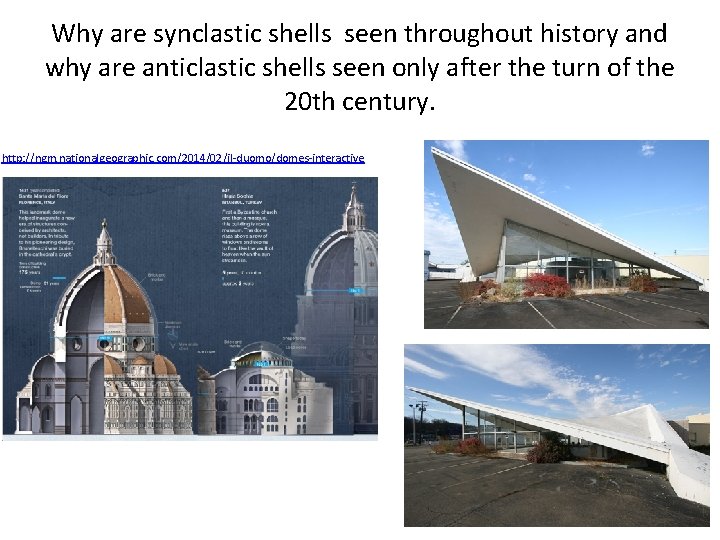Why are synclastic shells seen throughout history and why are anticlastic shells seen only