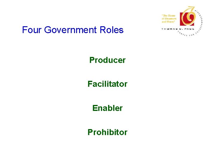 Four Government Roles Producer Facilitator Enabler Prohibitor 