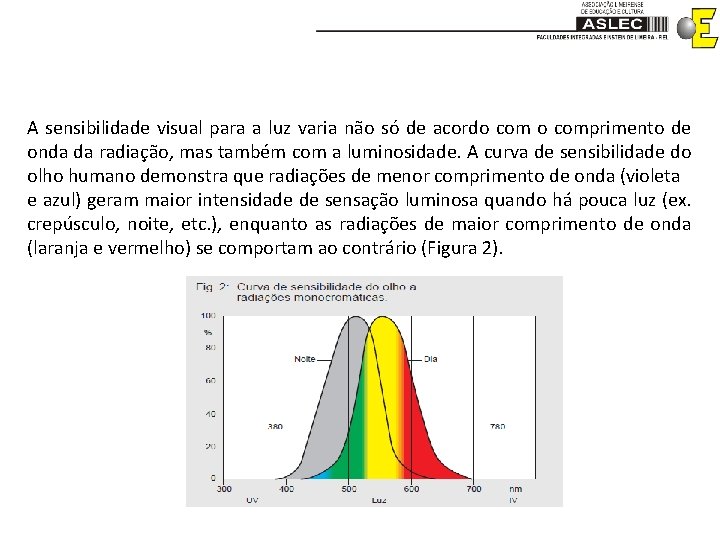 A sensibilidade visual para a luz varia não só de acordo comprimento de onda