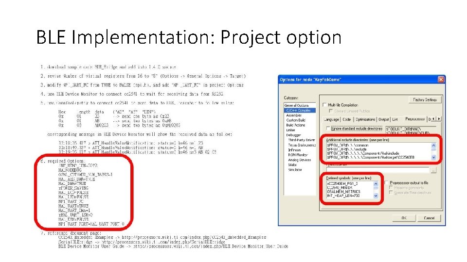 BLE Implementation: Project option 