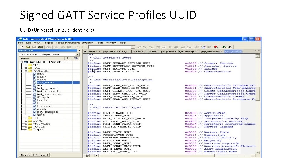 Signed GATT Service Profiles UUID (Universal Unique Identifiers) 