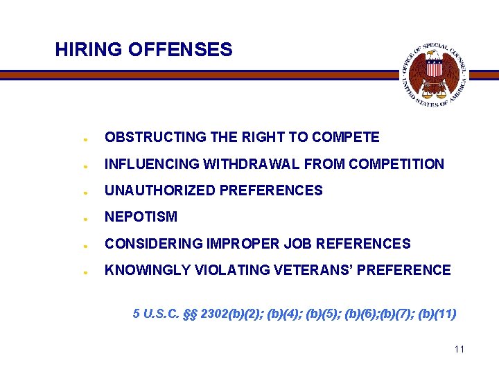 HIRING OFFENSES ● OBSTRUCTING THE RIGHT TO COMPETE ● INFLUENCING WITHDRAWAL FROM COMPETITION ●