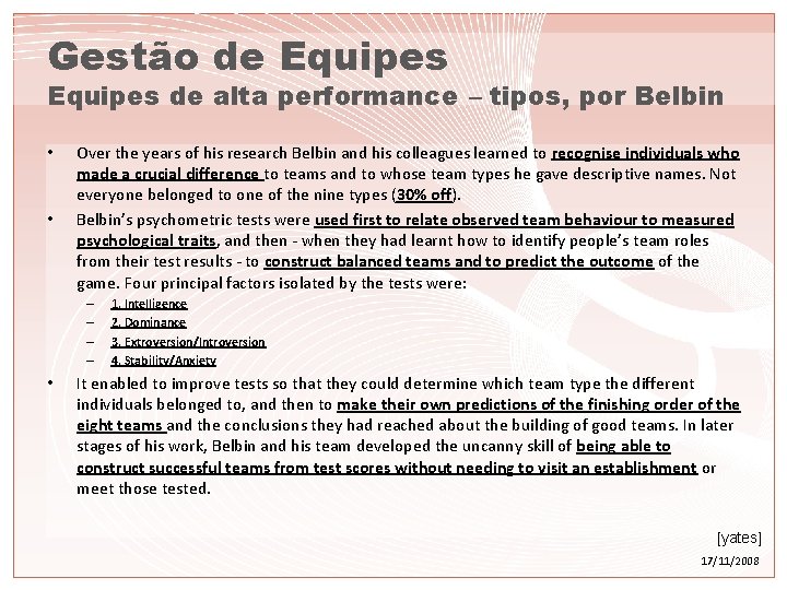 Gestão de Equipes de alta performance – tipos, por Belbin • • Over the