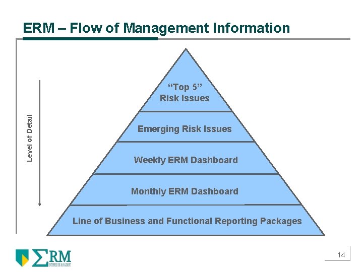 ERM – Flow of Management Information Level of Detail “Top 5” Risk Issues Emerging