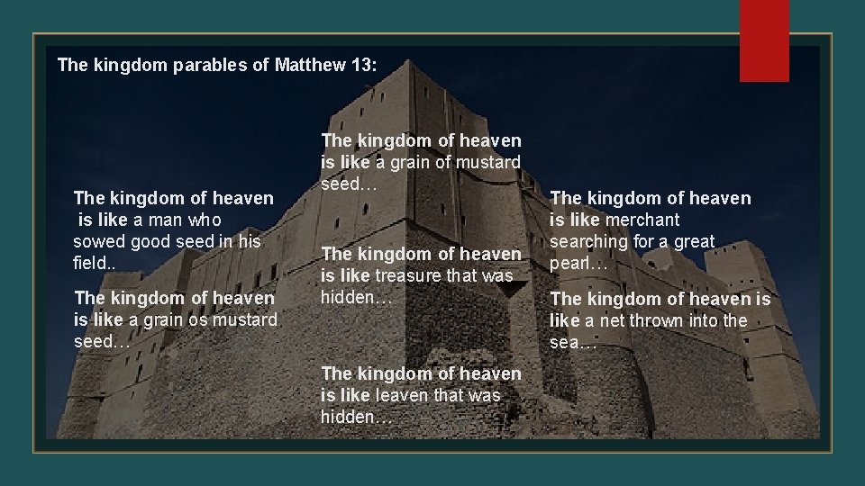The kingdom parables of Matthew 13: The kingdom of heaven is like a man