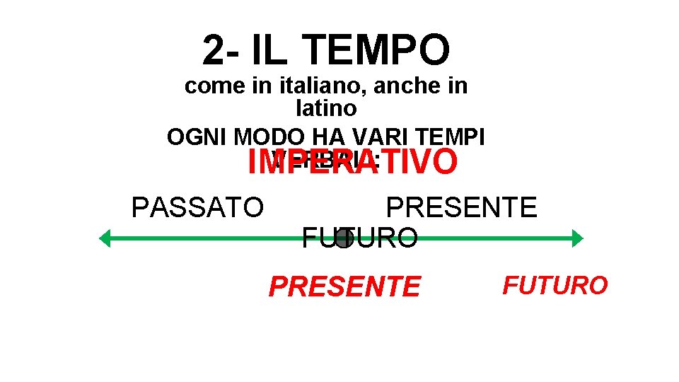 2 - IL TEMPO come in italiano, anche in latino OGNI MODO HA VARI