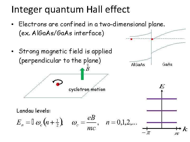 Integer quantum Hall effect • Electrons are confined in a two-dimensional plane. (ex. Al.