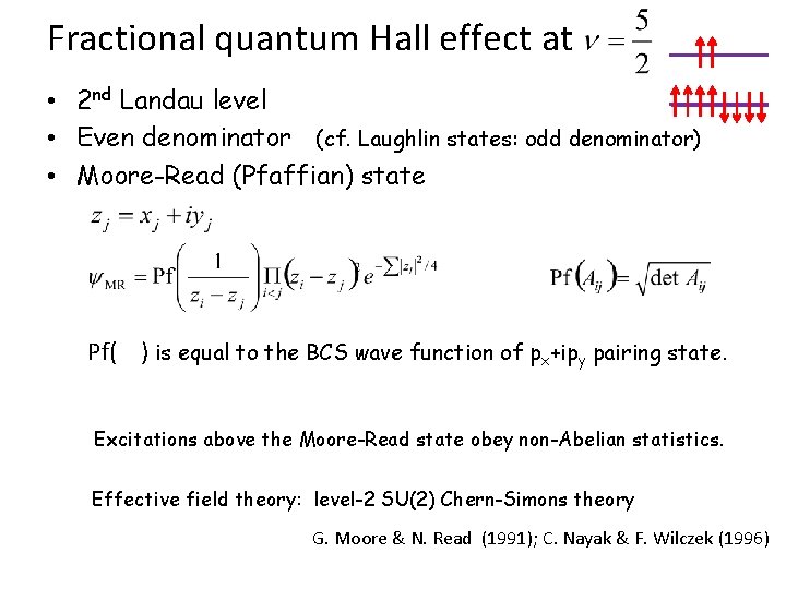 Fractional quantum Hall effect at • 2 nd Landau level • Even denominator (cf.
