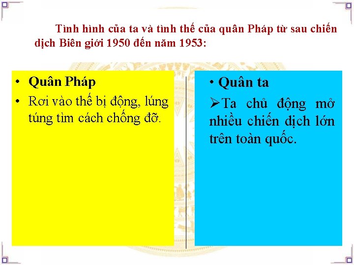 Tình hình của ta và tình thế của quân Pháp từ sau chiến dịch