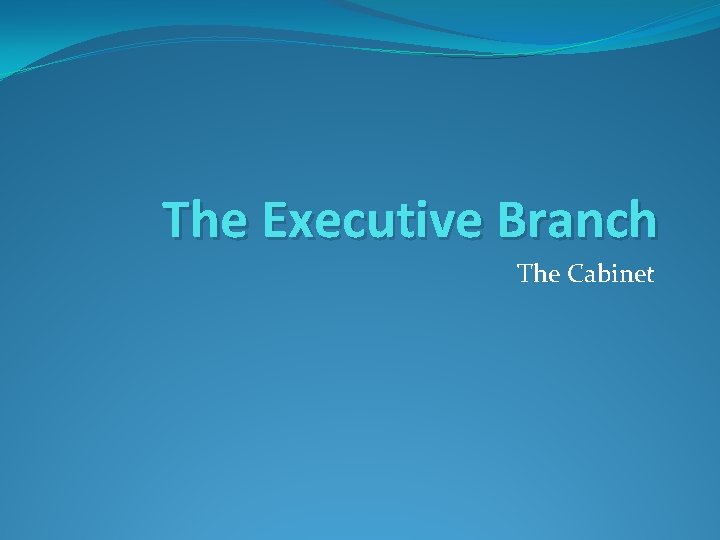 The Executive Branch The Cabinet 