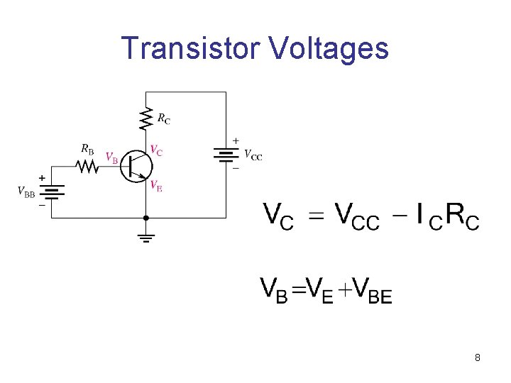 Transistor Voltages 8 