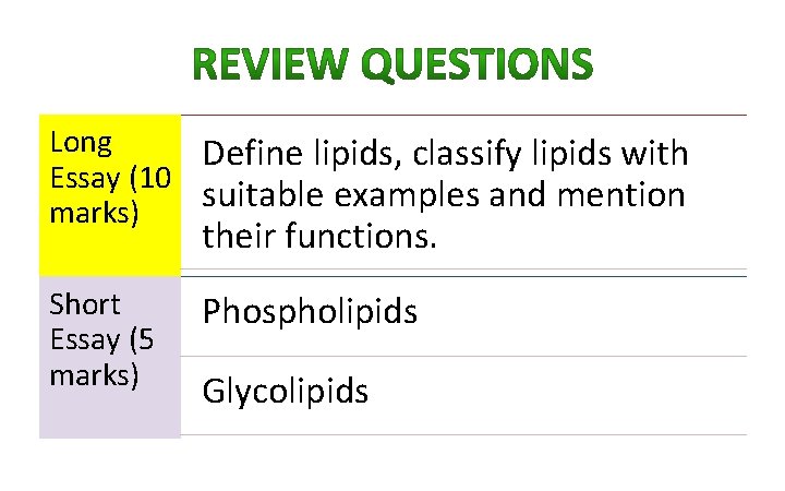Long Define lipids, classify lipids with Essay (10 suitable examples and mention marks) their Long Define lipids, classify lipids with Essay (10 suitable examples and mention marks) their