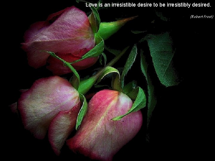 Love is an irresistible desire to be irresistibly desired. (Robert Frost) 