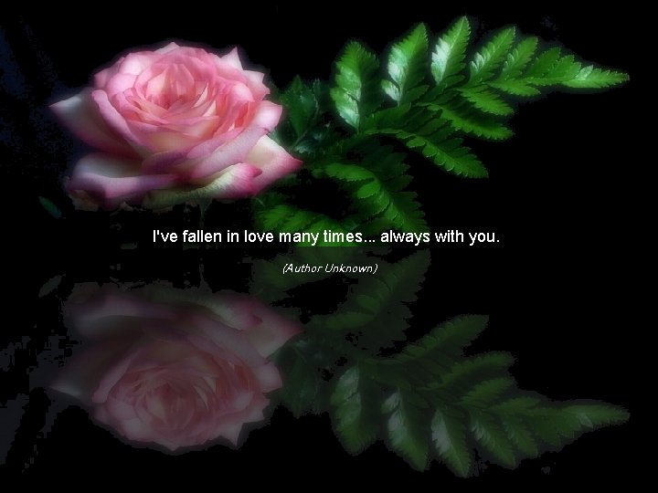 I've fallen in love many times. . . always with you. (Author Unknown) 