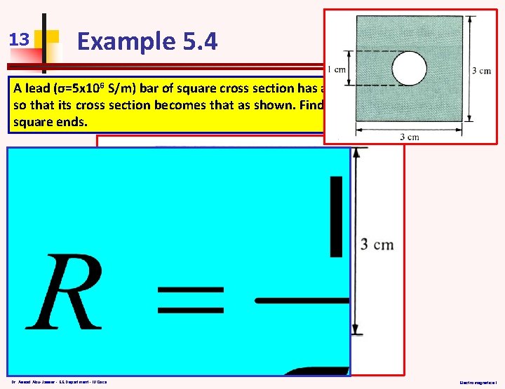 13 Example 5. 4 A lead (σ=5 x 106 S/m) bar of square cross