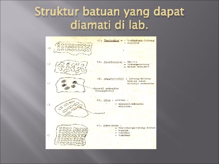 Struktur batuan yang dapat diamati di lab. 