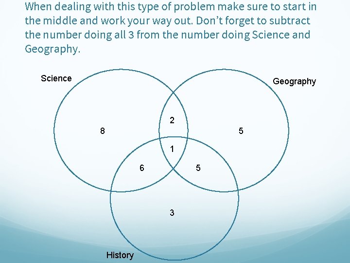 When dealing with this type of problem make sure to start in the middle