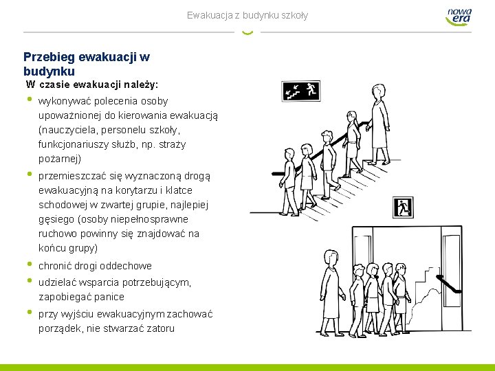 Ewakuacja z budynku szkoły Przebieg ewakuacji w budynku W czasie ewakuacji należy: • •