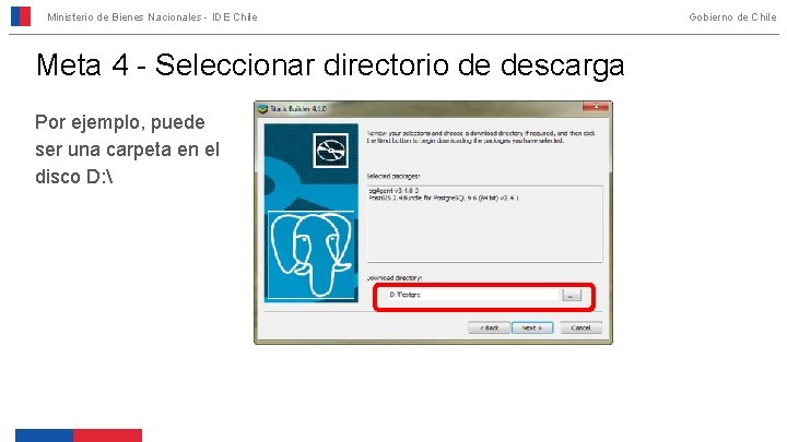 Ministerio de Bienes Nacionales - IDE Chile Meta 4 - Seleccionar directorio de descarga