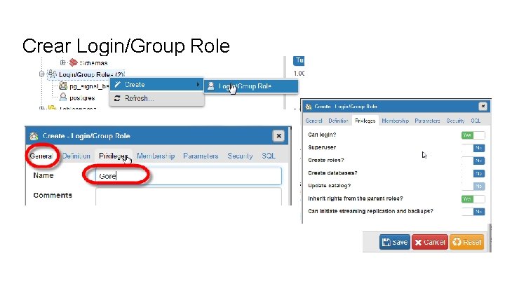 Crear Login/Group Role 