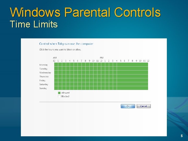 Windows Parental Controls Time Limits 8 