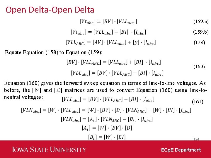 Open Delta-Open Delta (159. a) (159. b) (158) Equate Equation (158) to Equation (159):