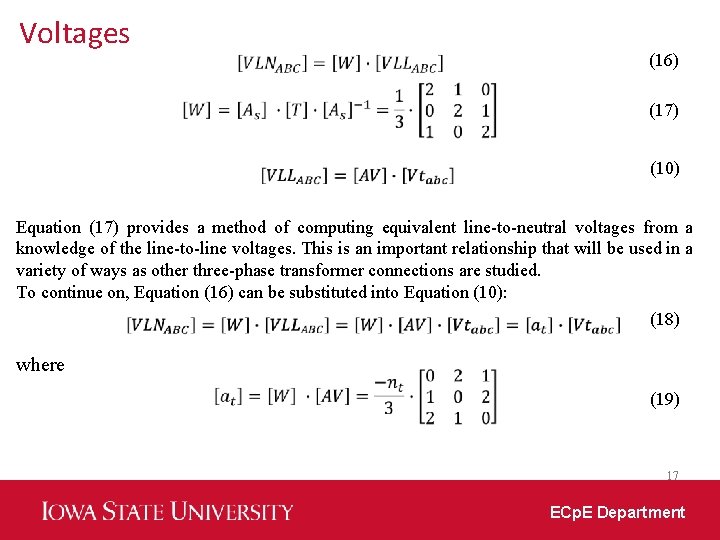 Voltages (16) (17) (10) Equation (17) provides a method of computing equivalent line-to-neutral voltages